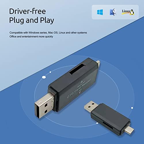 2 Paket SD Kart Okuyucu, Mikro USB OTG Adaptör ve USB 2.0 Taşınabilir Hafıza Kartı Okuyucu SD TF SDXC SDHC MMC RS-MMC