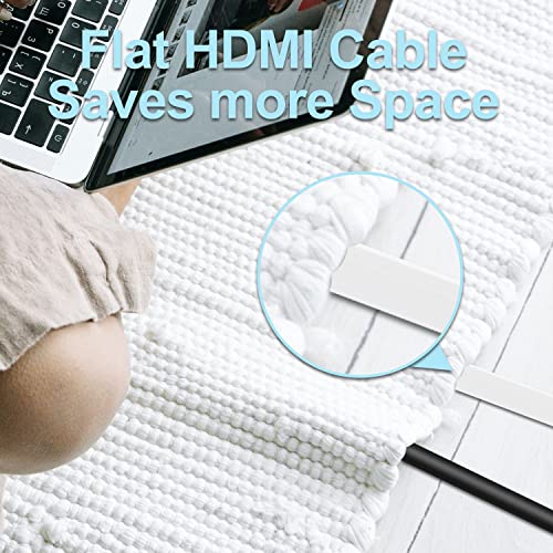 Postta Düz HDMI Kablosu 40 Feet Düz HDMI 2.0 Kablo Desteği 4K, 3D, 2160p, 1080p, Ethernet ve Ses Dönüşü-Beyaz-Mavi