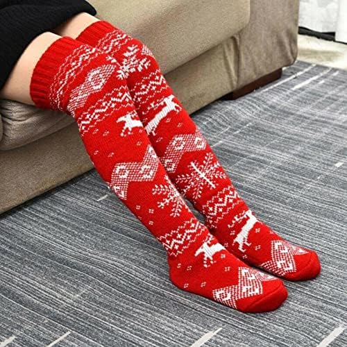 Çirkin Noel diz üstü çorap Kadınlar için Yumuşak Pamuklu Sıcak Kabarık Karikatür Çorap Atletik Çorap Kadınlar için