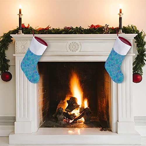 Suluboya Mavi Deco Noel Çorap Çorap Peluş Şömine Asılı Noel Ağacı Ev Dekorasyonu için