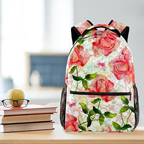 Çiçeklenme Gül ve Kelebekler Sırt Çantaları Erkek Kız Okul Kitap Çantası Seyahat Yürüyüş Kamp Sırt Çantası Sırt Çantası