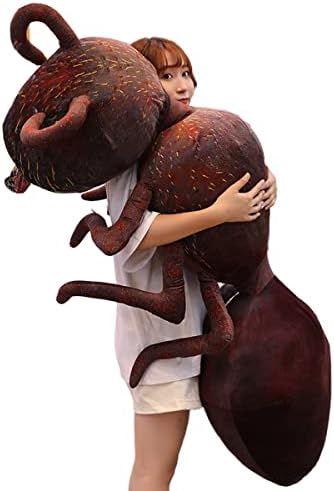 Zctghvy 47 inç Dev Gerçekçi Kırmızı Karınca Dolması hayvan peluş oyuncak Yastık Çocuklar Büyük Doldurulmuş Karıncalar