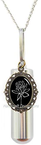 HandcraftDecorations Lotus Kremasyon URN kolye-Lotus çiçeği Kremasyon URN kolye Lotus Çiçeği Yoga Kremasyon URN Kolye
