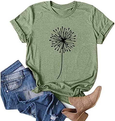 NOKMOPO Bayan Üstleri Yaz Moda Çiçek Baskı O-Boyun kısa tişört Gevşek Bluz Üst Gömlek Bayan Yaz Üstleri