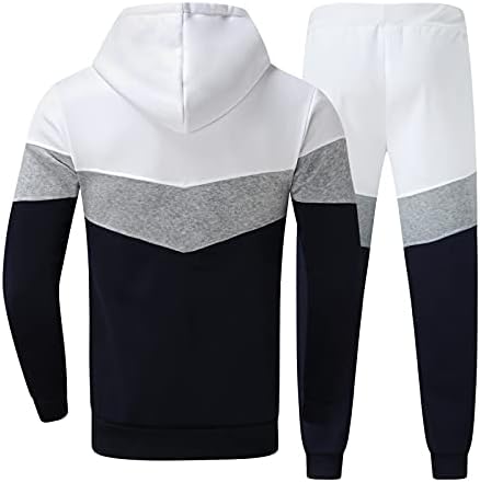 XZHDD Eşofman Mens için, renk Blok Patchwork Hoodies Sweatpants 2 Parça Kıyafetler Setleri Egzersiz Spor Fit Sweatsuits
