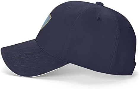Altın kalkan Casquette ile Saint Lucia bayrağı, Essentials Unisex beyzbol şapkası,rahat sandviç beyzbol şapkası.Lacivert