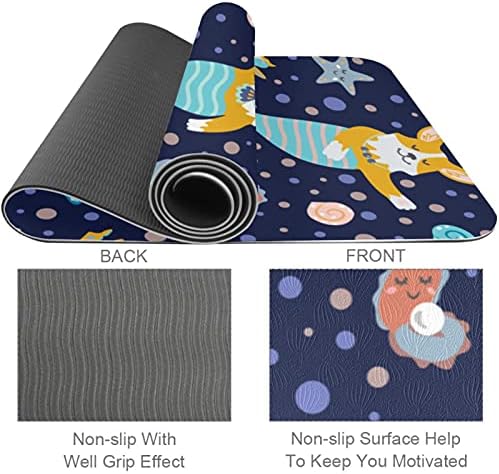 Siebzeh Corgi Denizkızları Deniz Altında Premium Kalın Yoga Mat Çevre Dostu Kauçuk Sağlık ve Fitness Kaymaz Mat Her