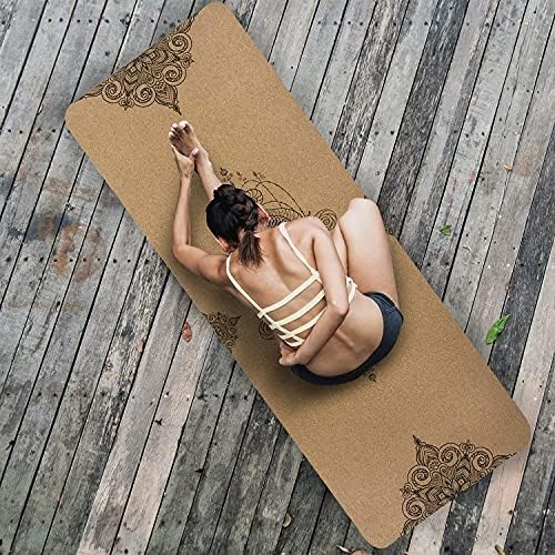 Çakra Desenli Mantar Yoga Matı 6mm Kalınlığında, Kadınlar ve Erkekler için Kaymaz Yoga Paspaslarına Çevre Dostu Yüksek