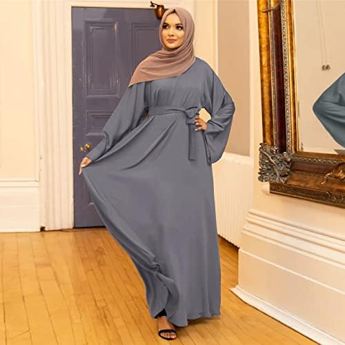 MIASHUI günlük elbiseler Kadın için gündelik kadın elbisesi Katı Müslüman Elbise Parlama Kollu Abaya Zarif Elbiseler