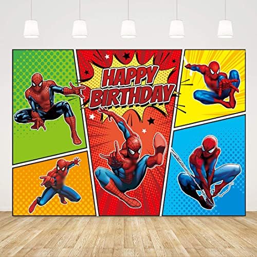 Kırmızı Örümcek Adam Fotoğraf Backdrop Süper Kahraman Süper Şehir Manzarası Binalar Çocuk Boys Doğum Günü Partisi