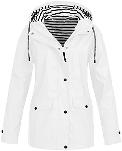 UUJUNE Ceketler Kadınlar için Zip Şerit İpli Giyim Su Geçirmez Kapşonlu Palto Rüzgarlık Yürüyüş Seyahat için Açık