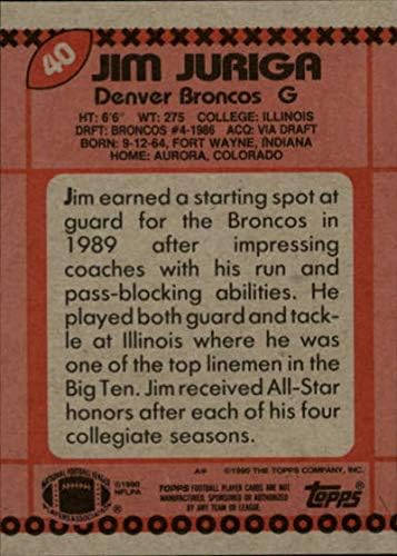 1990 Topps 40 Jim Juriga Broncos NFL Futbol Kartı NM-MT