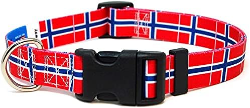 Norveç köpek tasması / Norveç Bayrağı / Çabuk Açılan Toka / Made in NJ, ABD | Ekstra Küçük Köpekler için