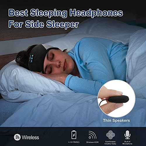 MUSİCOZY Uyku Kulaklıkları Bluetooth Kafa Bandı Uyku Kulaklıkları Uyku Maskesi, Yan Uyuyanlar için Kablosuz Uyku