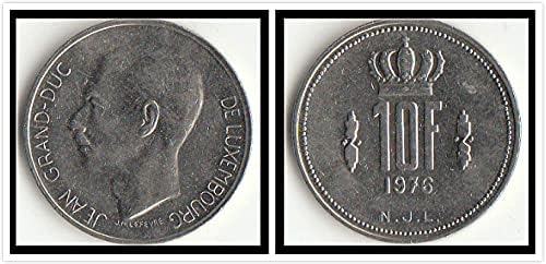 Avrupa Lüksemburg 10 Frangı Sikke 1971-80 Yıl Açık Paraları Hediye Koleksiyonu
