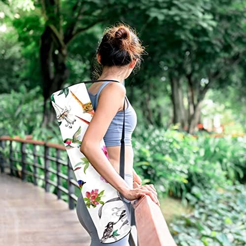 RATGDN Yoga Mat Çantası, Parlak Kuşlar ve Çiçekler egzersiz yoga matı Taşıyıcı Tam Zip Yoga Mat Taşıma Çantası Ayarlanabilir