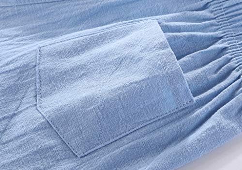 Çocuk Erkek Kız Katı Şort Pamuk Keten Rahat Elastik Bel Pantolon Çekme Kısa Sweatpants İpli ile