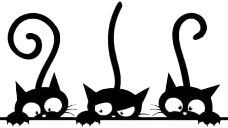 Üç Kediler Vinil Çıkartması Siyah - Sticker Laptop için Araba Kamyon Van Duvar Sanatı