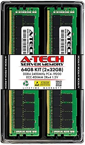 A-Tech 64 GB Kiti (2x32 Gb) DDR4 2400 MHz PC4-19200 ECC RDIMM 2Rx4 1.2 V Çift Sıra ECC Kayıtlı DIMM 288-Pin Sunucu
