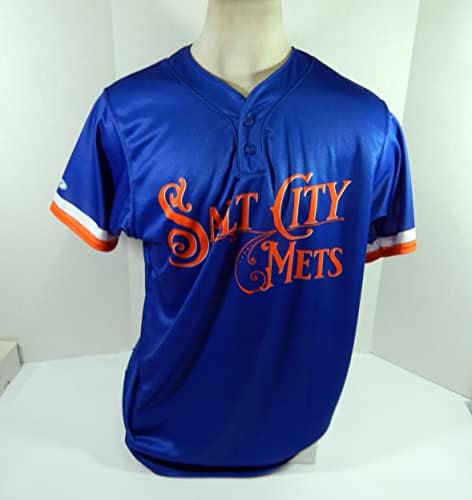 2021 Syracuse Mets 40 Oyun Kullanılmış Mavi Salt City Mets Forması 46 DP42503 - Oyun Kullanılmış MLB Formaları