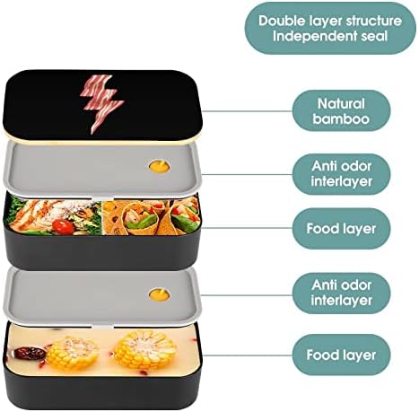 Powered by Pastırma Gök Gürültüsü Çift Katmanlı Bento yemek kabı Gereçler Seti ile İstiflenebilir yemek kutusu İçerir