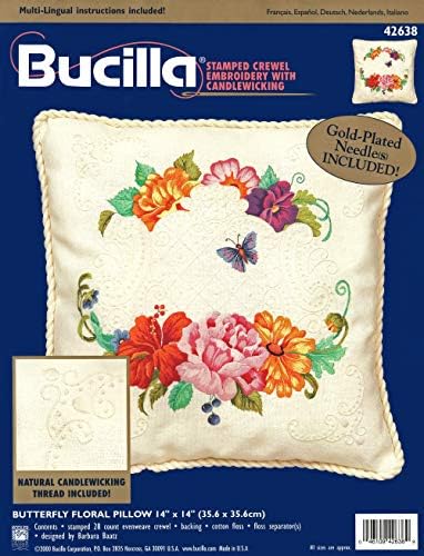 Bucilla-Kelebek Çiçek Yastık Damgalı Crewel Nakış Mumluk Kiti 42638
