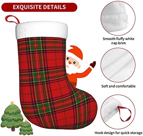 Augenstern Noel Çorap Kırmızı İskoç Desen Çift Taraflı Şömine Asılı Çorap