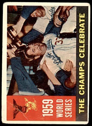1960 Topps 391 1959 Dünya Serisi-Özet-Şampiyonlar Los Angeles/Chicago Dodgers/White Sox'u Kutluyor (Beyzbol Kartı)