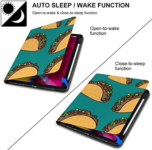 Meksika Tacos Şaka Kılıf Fit İPAD 2020 (10.2 in) otomatik Uyku / Wake İnce Hafif Üç Katlı Standı Akıllı Kapak kalem