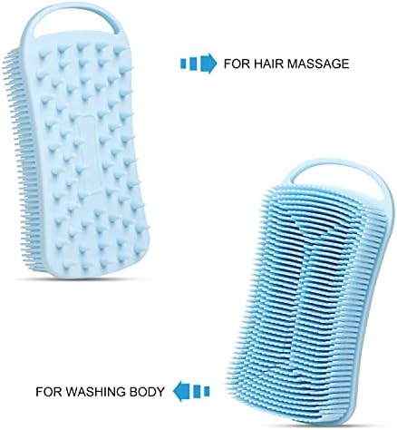 2 Paket Silikon vücut Ovucu, 2'si 1 arada Duş ve baş masaj aleti Şampuan Fırçası, Hassas Ciltler için Yumuşak Silikon