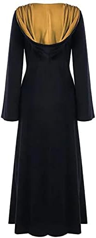 Pzhhzpıngg Vintage Elbiseler Kadınlar için Artı Boyutu Kapşonlu Uzun Kollu Zarif Casual Midi Elbise Rönesans Elbise
