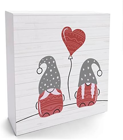 Romantik Gnome Aşk Kalp masa dekoru Ahşap kutu işareti Seni Seviyorum Onun için Hediyeler Rustik Ahşap Blok Plak