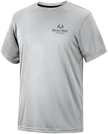 Realtree erkek Balıkçılık Camo Logo / Kuru Örgü / Nem Esneklik / Güneş Koruma UPF 50 + Kısa Kollu Gömlek