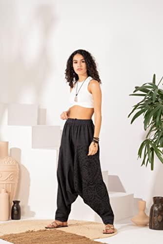 Veshti Şirketi kadın Premium %100 % Pamuk Gevşek Baggy Boho Yoga harem pantolon