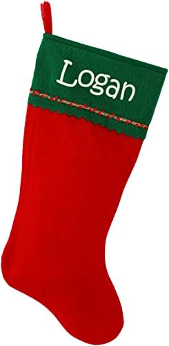 Nom de Plume Monogramlı Noel Çorabı, İşlemeli Yeşil ve Kırmızı Keçe İsim