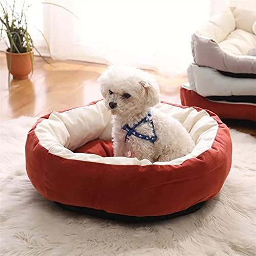 MJWDP Yumuşak peluş köpek yatağı Rahat Çörek Ev Mat Köpek Yuvarlak Sıcak Kulübesi Küçük Köpekler için evcil hayvan
