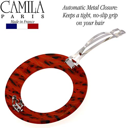 Camila Paris CP2513 Kızlar için Fransız Saç Tokası Klipsi, Yuvarlak El Yapımı, Zafer Kırmızısı, Kadınlar için Güçlü