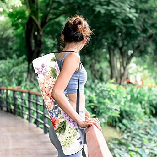 RATGDN Yoga Mat Çantası, Çiçek Açan Ortanca egzersiz yoga matı Taşıyıcı Tam Zip Yoga Mat Taşıma Çantası Ayarlanabilir