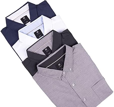 Oxford erkek Elbise Gömlek, 4 Paket, Kısa Kollu Düğme Aşağı, Rahat Fit Büyük ve Uzun Boylu Boyutları, Katı Modern
