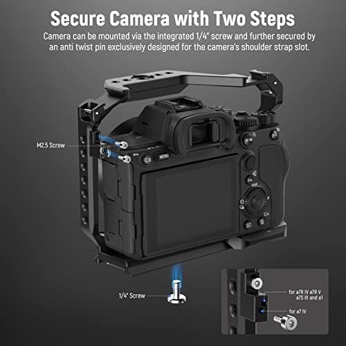 NEEWER Tam kamera kafesi ile Uyumlu Sony a7R V / a7R IV / a7 IV / a7S III / a1, alüminyum Video Kamera Rig ile Tam