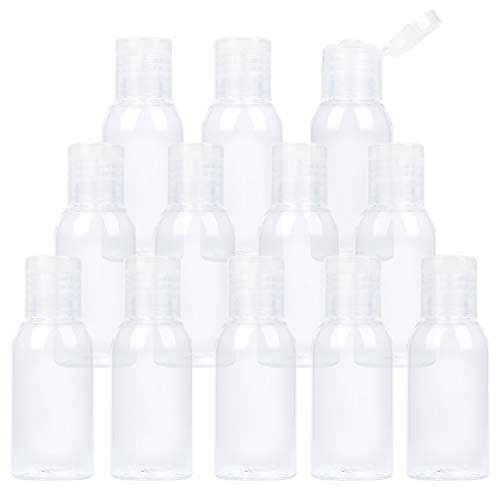 TrendBox 12 Paket Plastik Boş Şişeler Kapaklı Şampuan, Losyonlar, Sıvı Vücut Sabunu, Krem (1 oz / 30 ml)