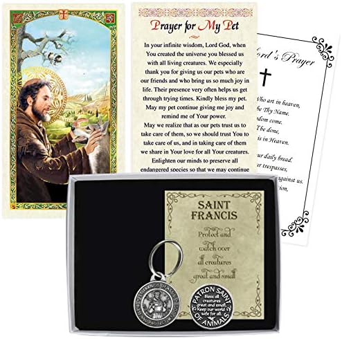 Assisi Aziz Francis Dua Kartı, Köpek için Evcil Hayvan Etiketi (Madalyanın Ters Tarafında Pençe İzi), Cep Jetonu