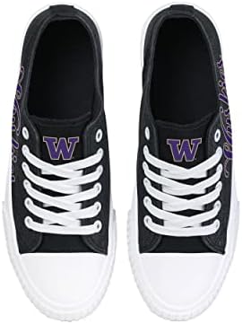Washington Huskies NCAA Bayan Renk Glitter Düşük Üst kanvas ayakkabılar-6