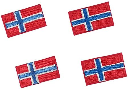 [4 Adet Set] Mini Norveç Bayrağı İşlemeli Demir on Yama dikmek Norveç Ulusal Amblemi