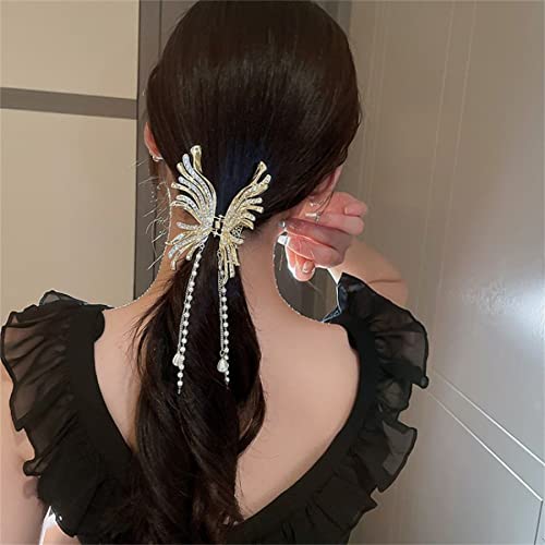 Saç Pençe Klipsi,2 ADET suni elmas kelebek inci Saç Kelepçeleri Çin Tarzı Hanfu saç aksesuarları Köpekbalığı Klipleri