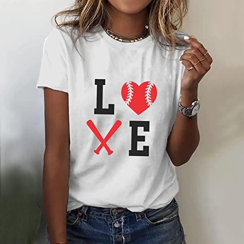 T Shirt Paketi Kadın Moda T Shirt Beyzbol Baskı Kısa Kollu Yaz Casual Tunik Üst Bayan Uzun Kollu Spandex