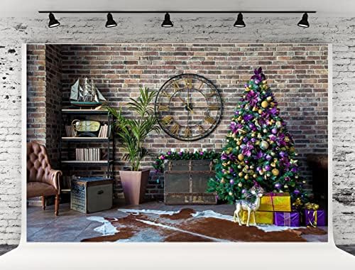 10x6. 5ft Renkli Noel Ağacı Arka Plan Tuğla Duvar Arka Plan Kapalı Noel Arka Plan Aile Noel Partisi Arka Plan Afiş