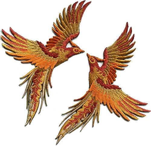 Phoenix phenix kuşlar tarçın kahverengi altın ışlemeli aplikler demir-on yamalar çifti S-1335