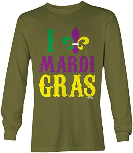 Seviyorum Mardi Gras-Fleur De Lis NOLA Unisex Uzun Kollu Gömlek