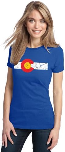 Colorado Eyalet Bayrağı Sıkıntılı bayan tişört / Vintage Bak CO Denver Tee